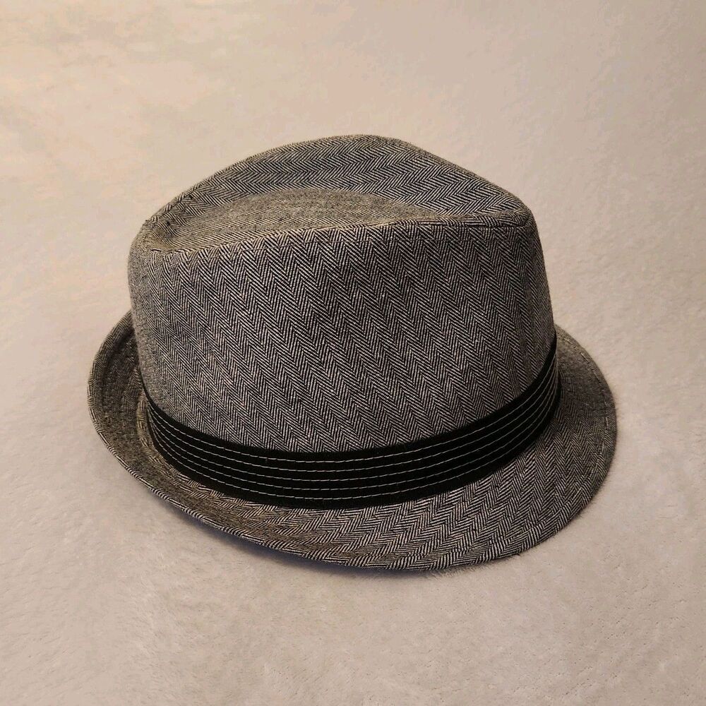 Stetson All American Fedora Hat Gray Herringbone Linen Cotton Small Medium EUC